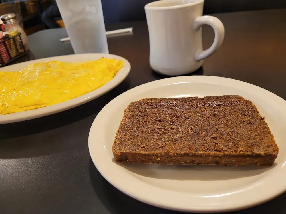 Extra Crispy Scrapple and a Mushroom and Cheese Omelette